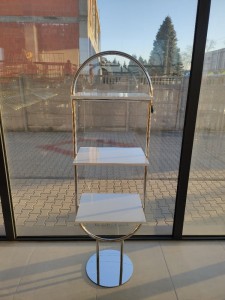 Silver oval rack with shelves