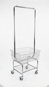 Silver metal stand with basket