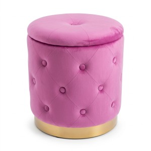pink velvet storage pouf