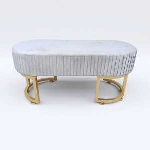 light grey upholstered pouffe