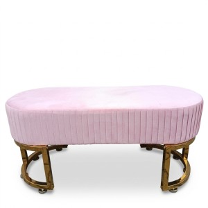 pink upholstered pouf