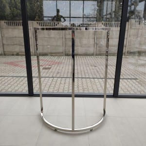 Semicircular silver metal stand